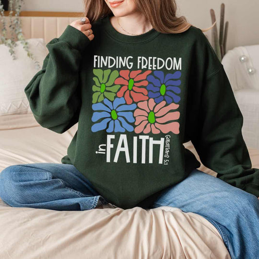 Finding Freedom in Faith Unisex Sweatshirt | Floral Inspirational Apparel