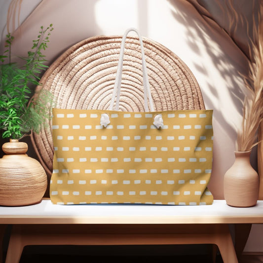 Chic Yellow Patterned Weekender Bag for Travel & Leisure