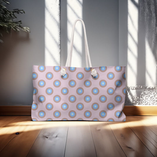 Chic Polka Dot Weekender Bag - Stylish Travel Tote for Getaways and Gym