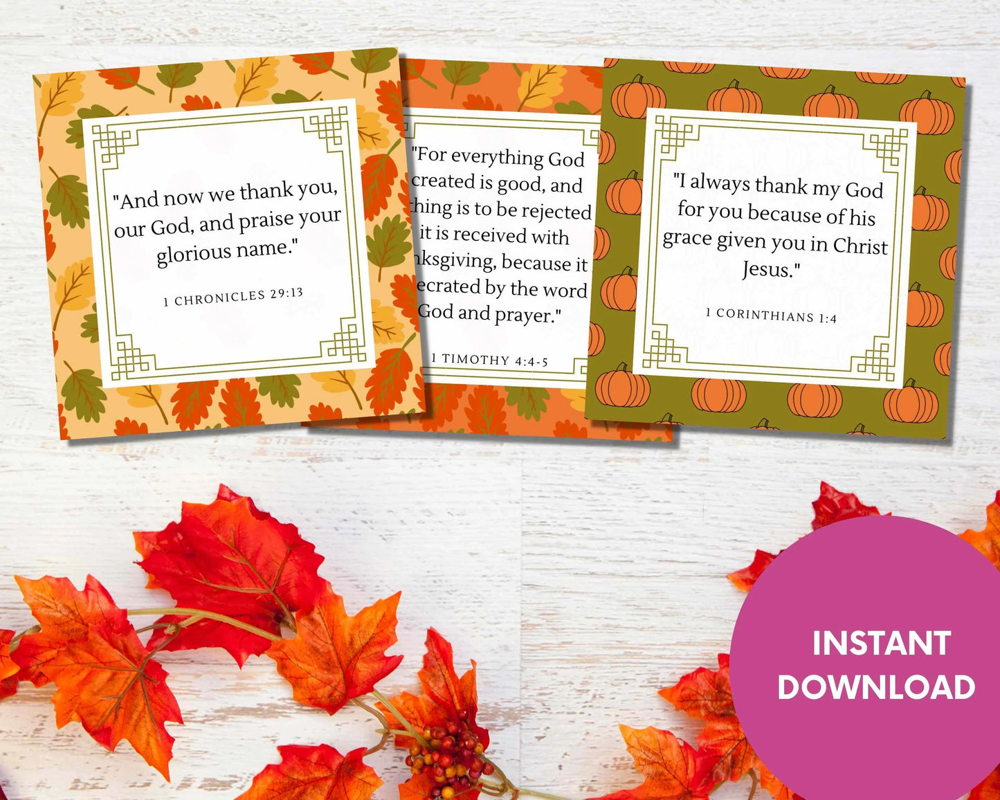 Thanksgiving Scripture Cards: Bible Verse Flashcards (Digital Download)