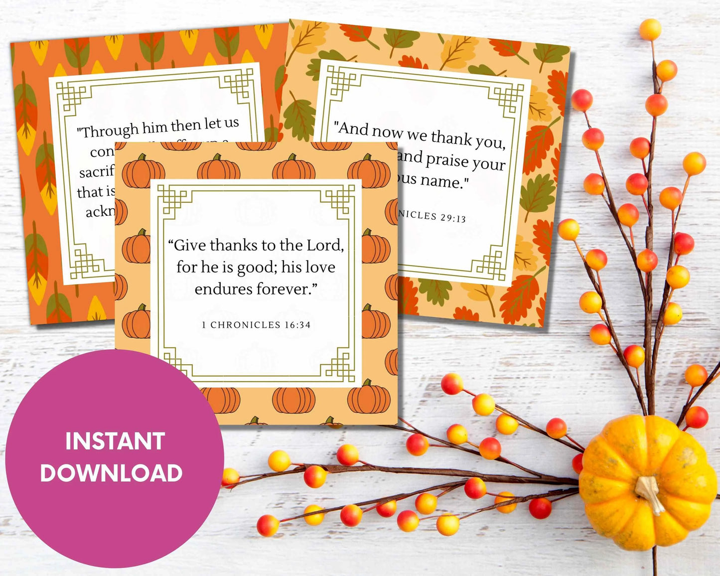 Thanksgiving Scripture Cards: Bible Verse Flashcards (Digital Download)