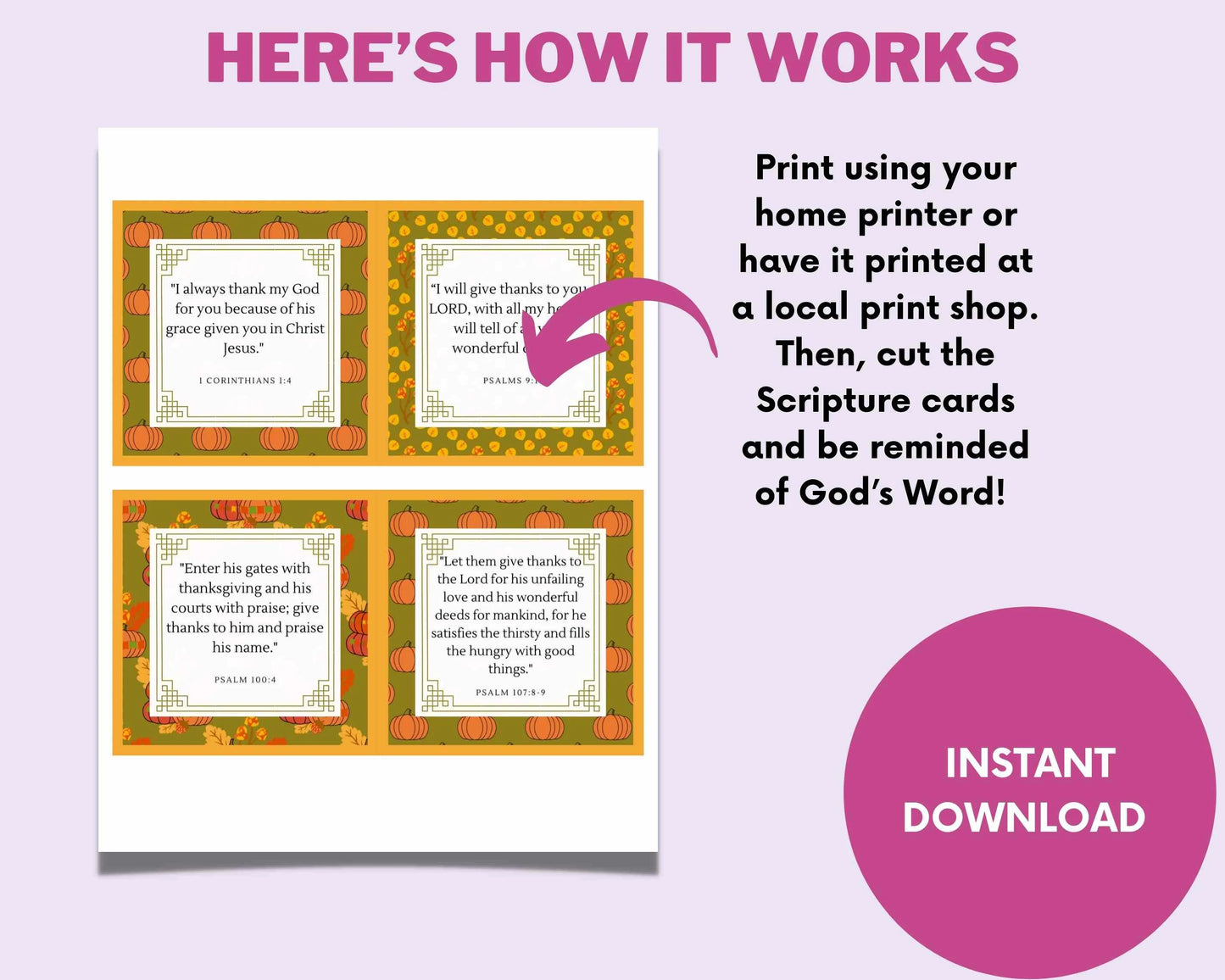 Thanksgiving Scripture Cards: Bible Verse Flashcards (Digital Download)