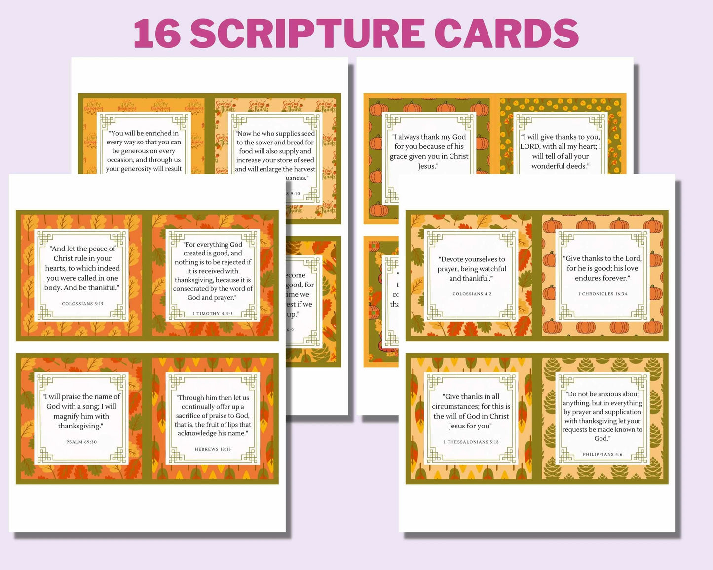 Thanksgiving Scripture Cards: Bible Verse Flashcards (Digital Download)